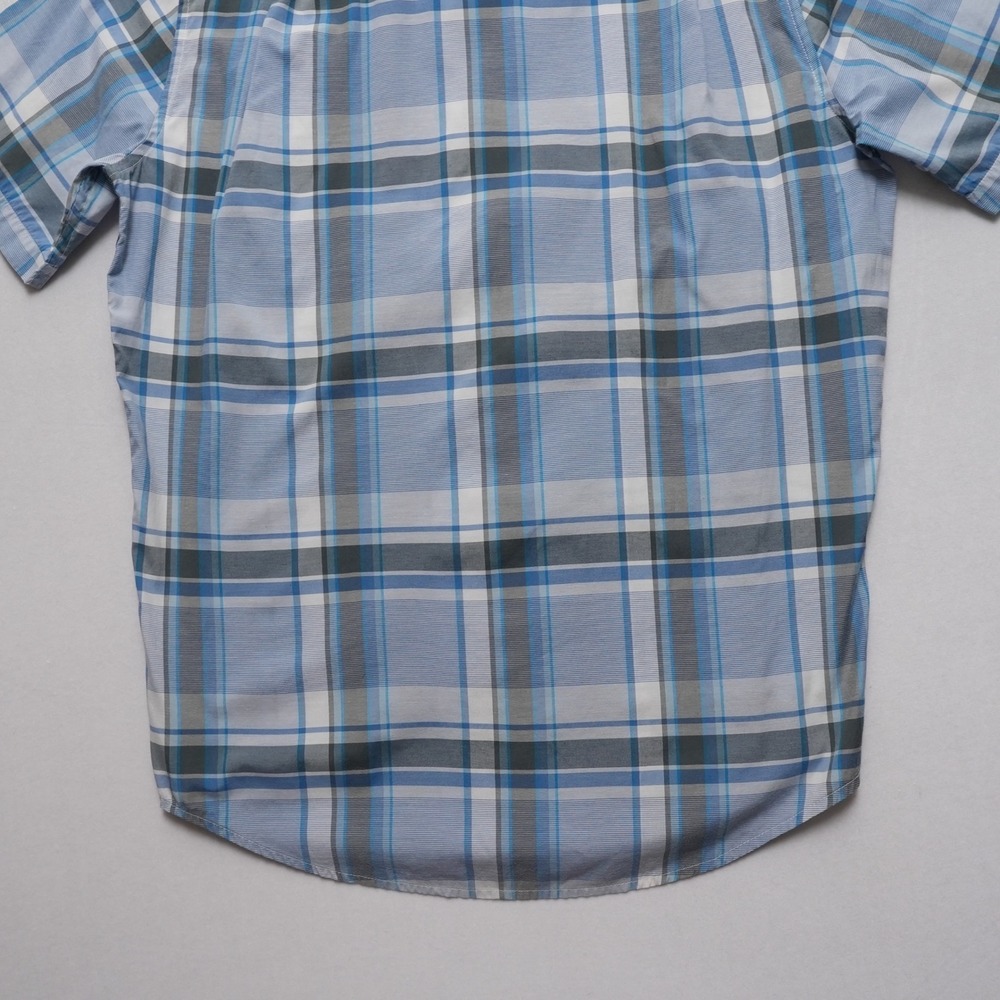 Quiksilver Plaid Button Up Mens Large Blue Short Sleeve Pocket Shirt - Picture 15 of 16